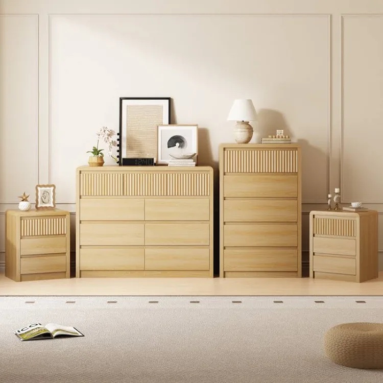 Fluted Dresser And Nightstand Set (Complete 4 Piece Set)
