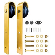 Sliding Barn Door Hardware Roller Assembly Kit (Brushed Gold Finish)