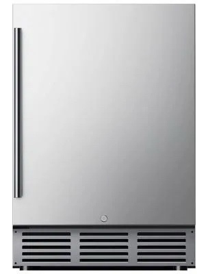 Simzlife 23.5'' W 180 Cans 5 Cu Ft Beverage Refrigerator - Freestanding/Built-In/Under Counter Cooler with Commercial-Grade Stainless Steel Door & Reversible Handle, Stores Beer, Wine, Drinks