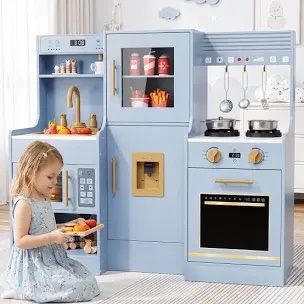 (Incomplete) Kids Wooden Pretend Play Kitchen Set - pink