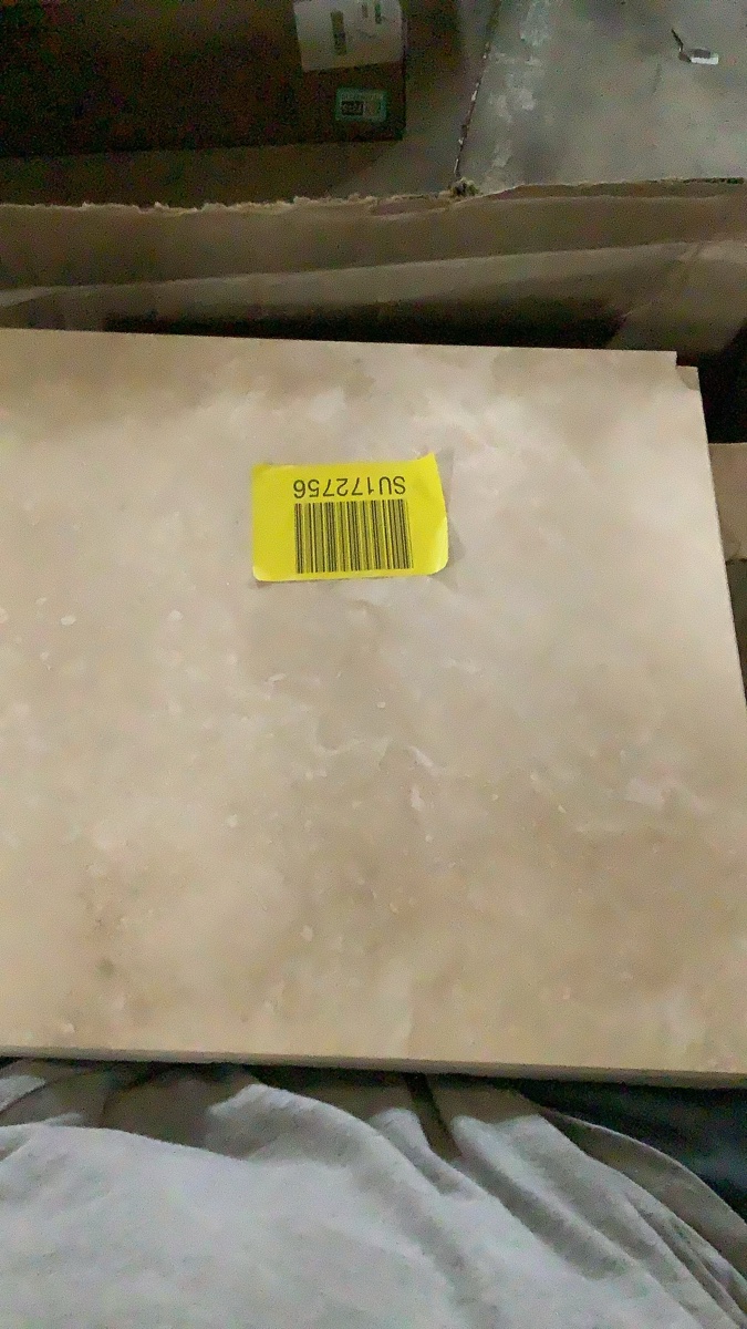 (Damaged) Ceramic or Porcelain Floor/Wall Tile - Beige Marble Look