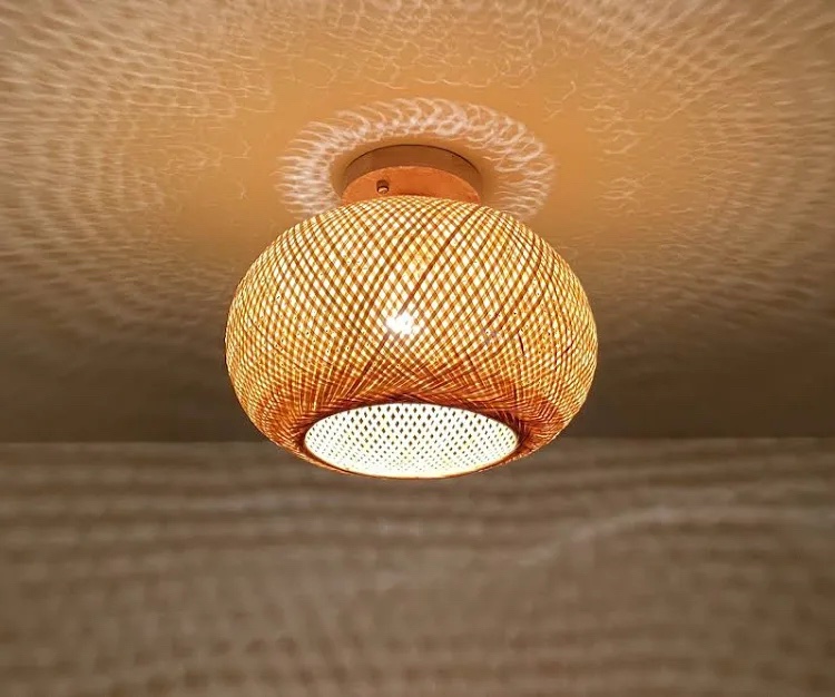Boho Rattan Woven Basket Ceiling Light Shade (stock photo may not be exact match)