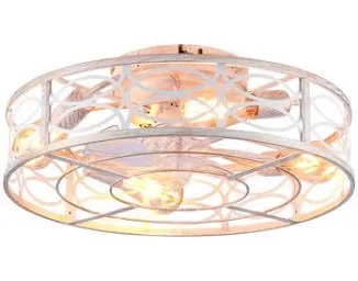 Linour 20” White Caged Ceiling Fan with Light