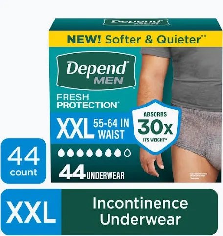 Depend Men's Fresh Protection Incontinence Underwear, XXL/TTG