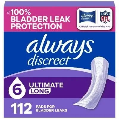 Always Discreet Extra Heavy Long Pads for Bladder Leaks - 112 Count