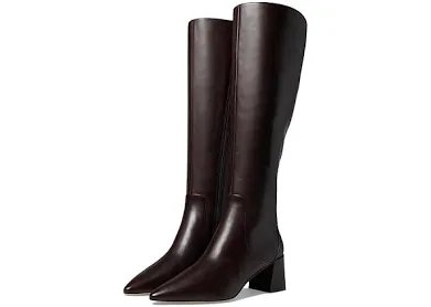 Women's Dark Brown Leather Knee-High Block Heel Boots looks like size 9 no markings to indicate size