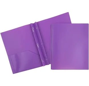 Purple Two-Pocket Portfolio Folder with Prong Fasteners