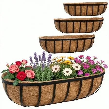 24 Inch Window Deck Planter with Coco Liner (4 Pack)