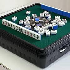 KOUBENHAN Portable Automatic Mahjong Table, Hand-held Mini-Mahjong, Automatic Mahjong, Foldable Mahjong Table w/American&Chinese -Style Magnetic Tiles, for Outdoor & Home Fun (Black)