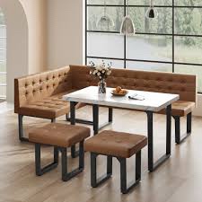 Modern Minimalist 5-person Breakfast Table Set-bench