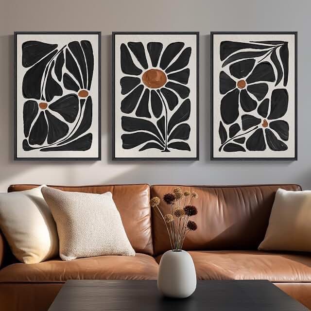 Set of 3 Abstract Floral Wall Art Prints