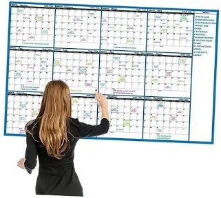 Large Dry Erase Wall Calendar, 38" x 58" Reusable Laminated Yearly Planner