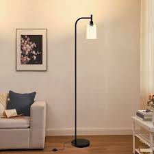 Floor Lamp for Living Room with Glass Lampshade, Modern Arc Standing Lamp with Dimmable Modes, Premium Metal Tall Lamp for Bedroom, Home Office, Reading Room