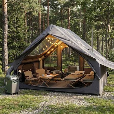 Multi-Size Inflatable Camping Tent, Weather Resistant Outdoor Tent with Optional Sun Canopy for Backyard, Garden & Camping Use