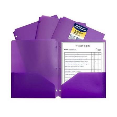 120 pcs Franklin Creative Solutions PP Folders 3-Hole Purple, 120-Piece Carton