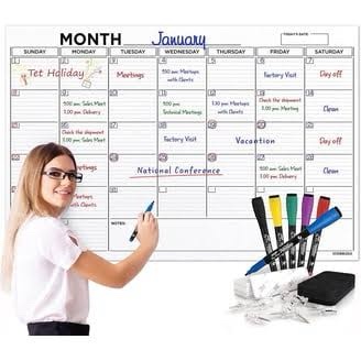 Large Dry Erase Yearly Wall Calendar Planner 38" x 58"