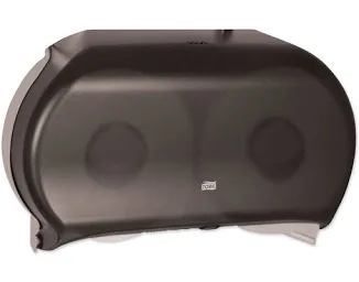 Tork 56TR Bath Tissue Dispenser, Twin Jumbo Roll, Smoke, 9-Inch