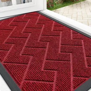OLANLY Front Door Mat 47x32, Wine Red