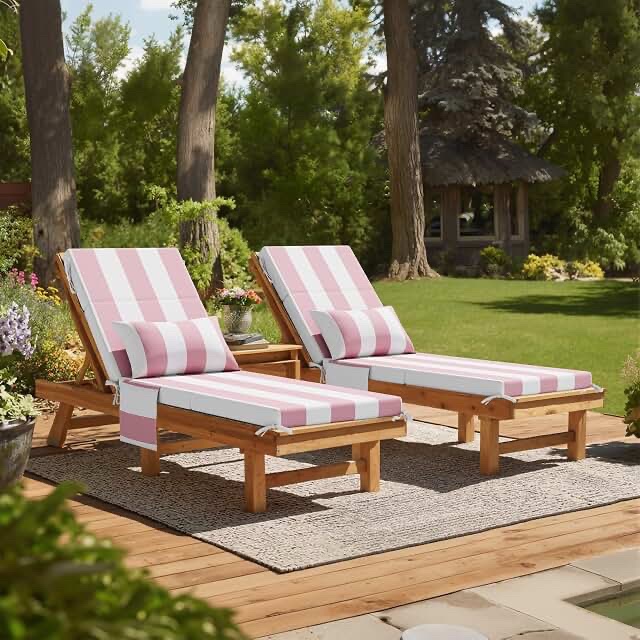 Pink and White Striped Padded Floor Chair / Lounger