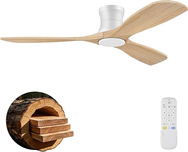 EFINEHOME Modern Wood Grain Ceiling Fan Light, 40cm