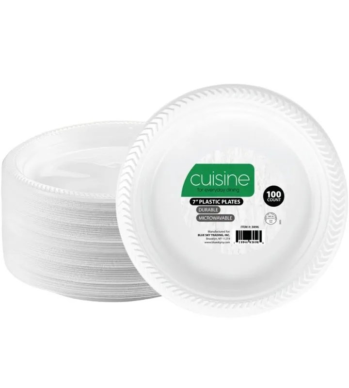 Cuisine Everyday Dining 7" Durable Microwave Safe Plastic Plates 800 Count