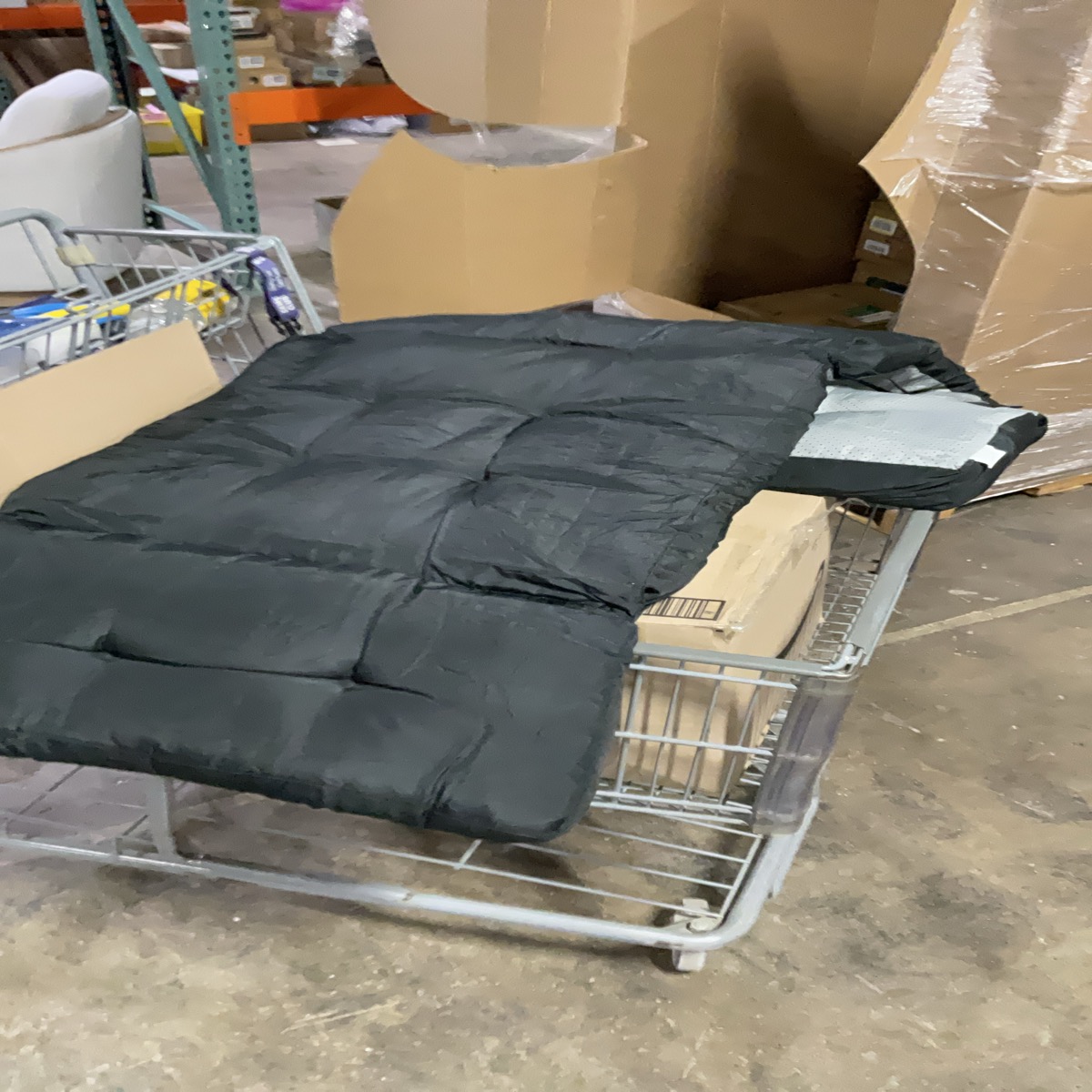 Black Quilted Padded Chair Cushion or Floor Mat