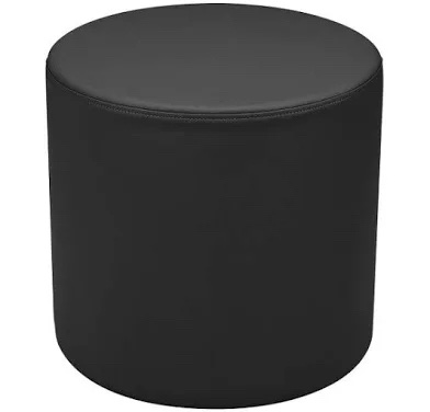 Avanti No Tip Cylinder Ottoman, Black, 18-Inch Diameter