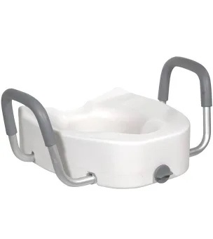 Drive Medical Elevated Elongated Toilet Seat with Arms, 5 inch height