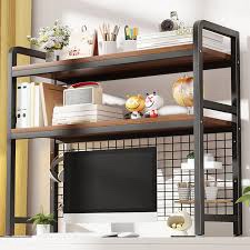 2-Tier Desk Bookcase, Organizer Table Shelf, Computer Desktop Bookcase For Home, Office Supplies, Bookcase