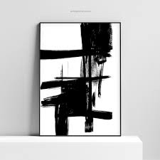 Abstract Ink Brush Style Framed Wall Art