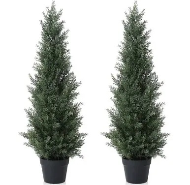 Yangrass 2 Pack Artificial Indoor/Outdoor Garden Decor Trees (3FT)