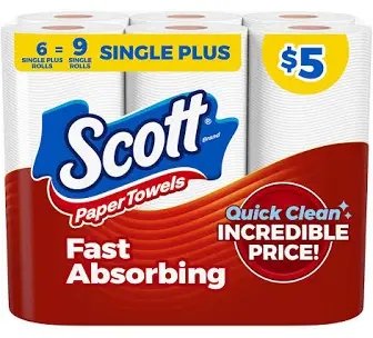 Scott High Capacity Roll Towels, White, 6 Rolls