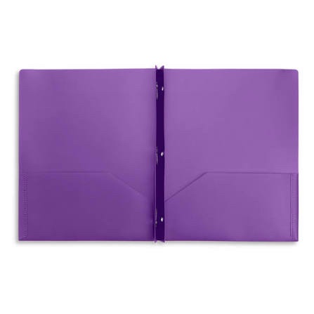 Blue Summit Plastic Folders with Prongs Bulk, Purple, 72 Pack