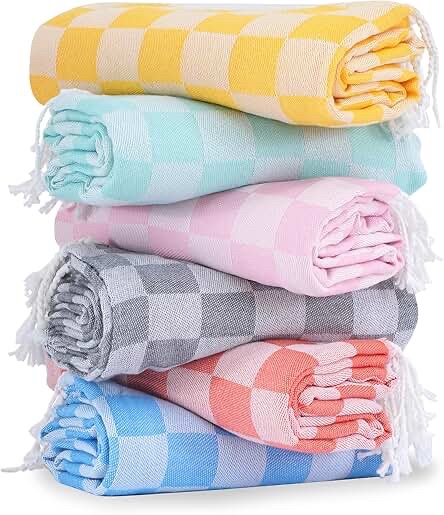Gray Generic Oversized Buffalo Plaid Beach Towel - Grey/White