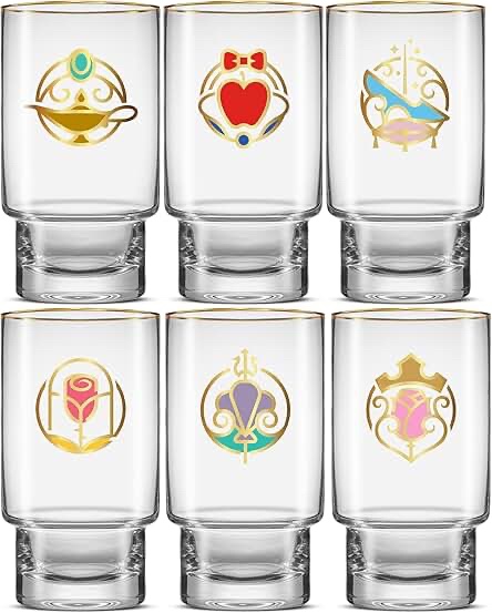 JoyJolt Disney Princess Iconic Set of 6 Drinking Glasses