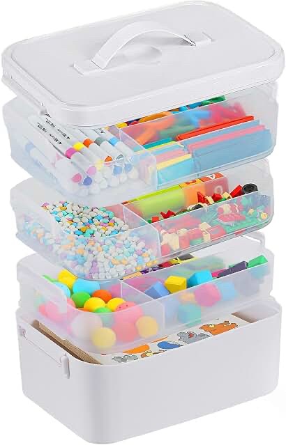 Gifhomfix 3-Layer Plastic Storage Box for Beads and Sewing Tools