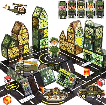Magbubp Animal Force Military Magnetic Tiles Set