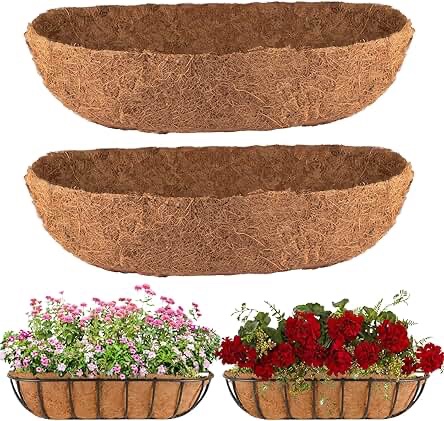 Biotolot 48-inch Coco Trough Window Box Planter Liners, 2-Pack