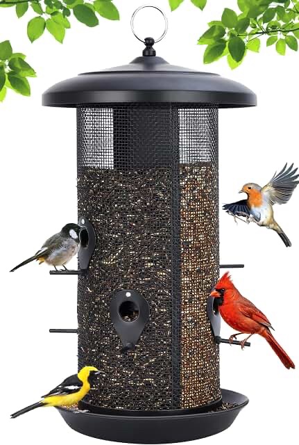 Gtongoko Bird Feeders for Outdoors, All Metal Mesh Tube Bird Feeder