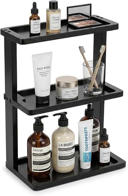Similar to photo 2 tear only . GOBAM Bamboo Makeup Organizer, Black