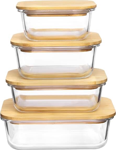 Vtopmart Glass Mixing Bowls with Bamboo Lids, 5 Pack