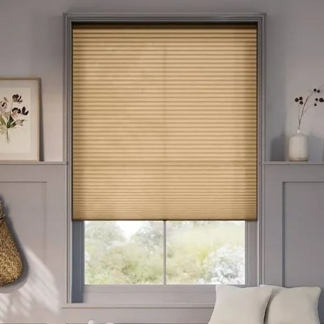 LazBlinds Cordless Cellular Shades, 43" W x 64" H, Yellowish-brown stock photo may not be exact match