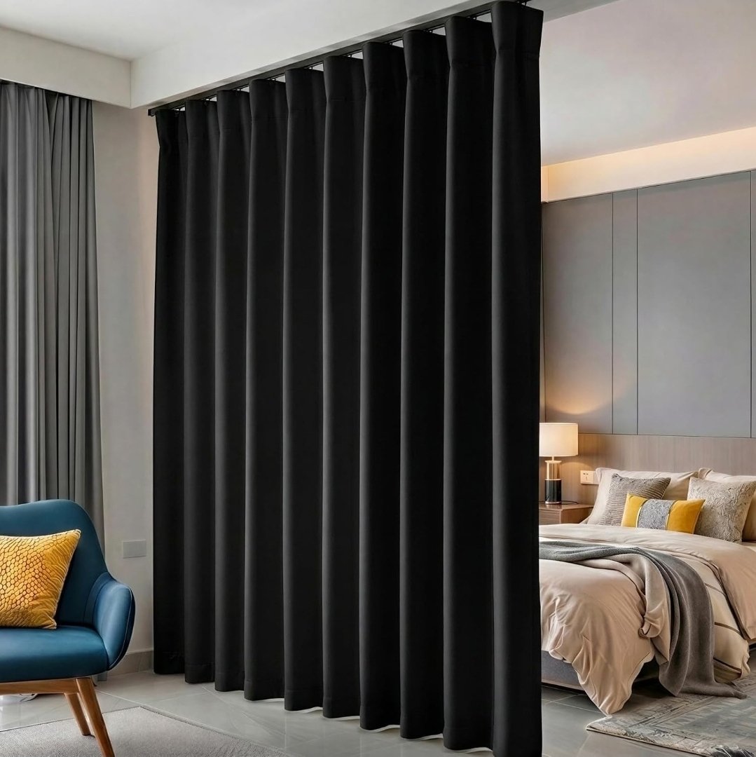 Sovtfides Room Divider Curtain - Black, 270cm x 243cm