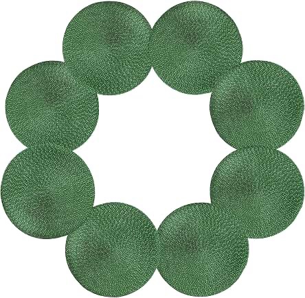 Amazon.com: Youyi Round Braided Placemats Set of 8, 15 Inch Woven Table Mats, Heat Resistant Non-Slip Washable, for Kitchen Dining Tables Party, Red (with Silver Accents) : Home & Kitchen