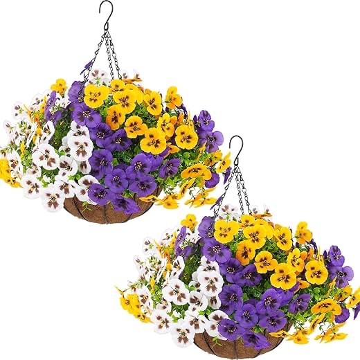 Qian Yun Artificial Pansy Flower Stems - Purple and White