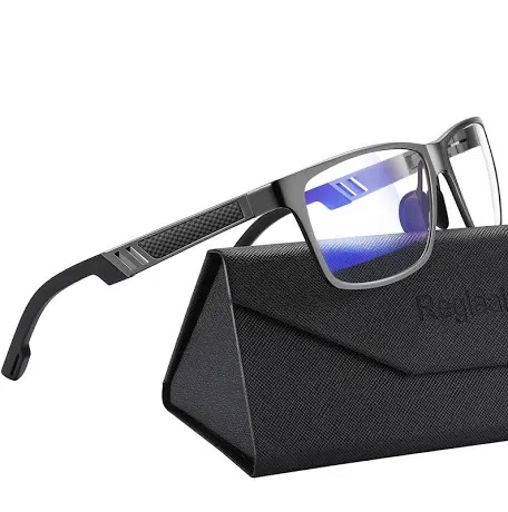Reglaaly Blue-Light-Blocking Glasses Metal Frame Black