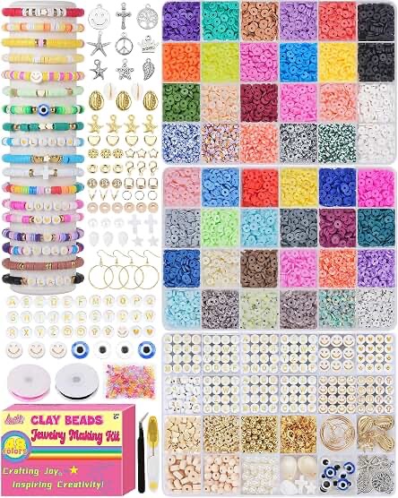 Amazon.com: LovelyMoon Clay Beads Bracelet Making Kit 3 Box 48 Colors Friendship Bracelet Kit with Flat Beads Jewelry Making Kit with Charms for Adults Arts and Crafts DIY Gifts for Women Girls Teens : Arts, Crafts & Sewing