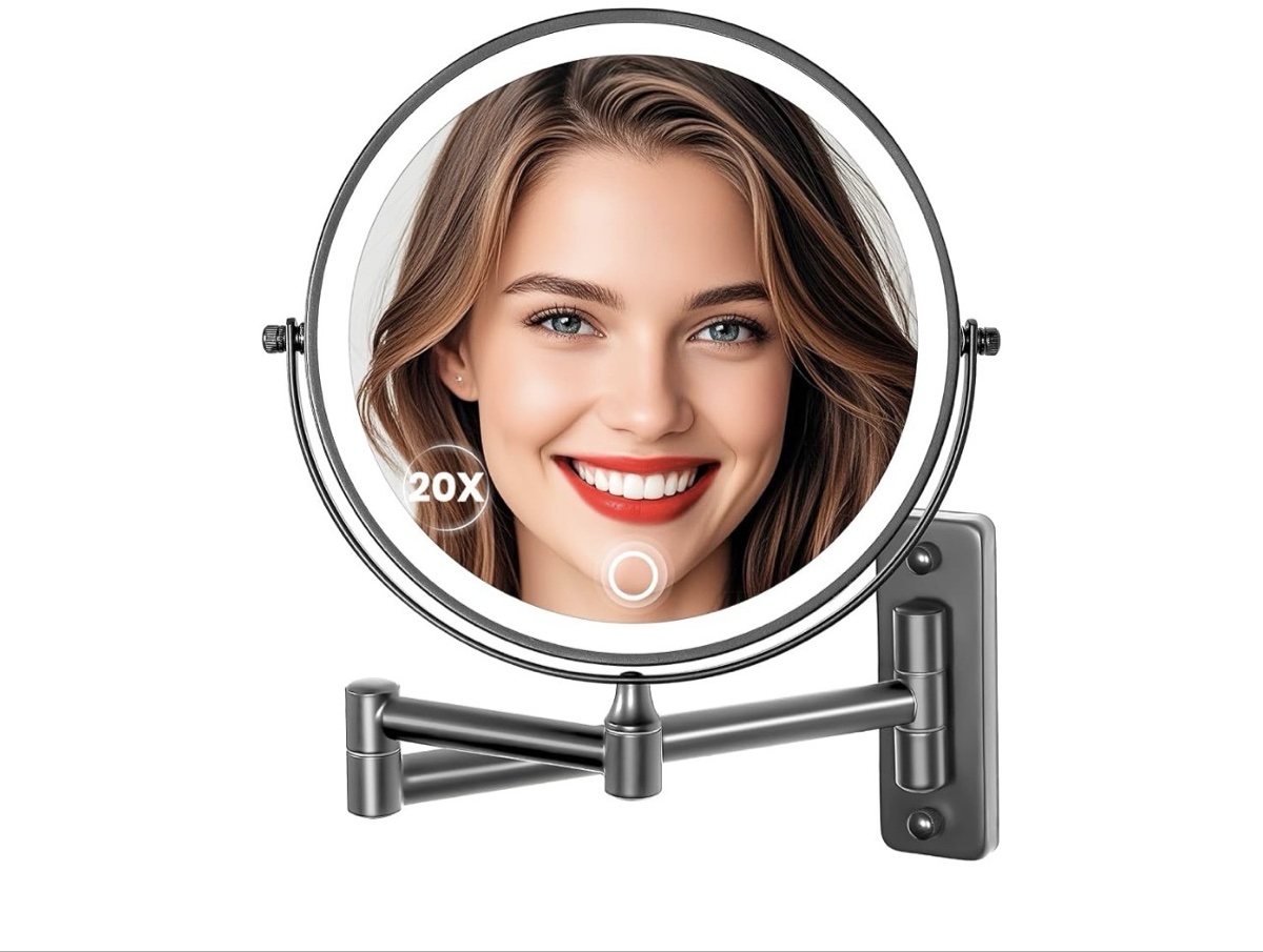 VESAUR Wall-Mounted LED Makeup Mirror, Luxury Pearl Nickel