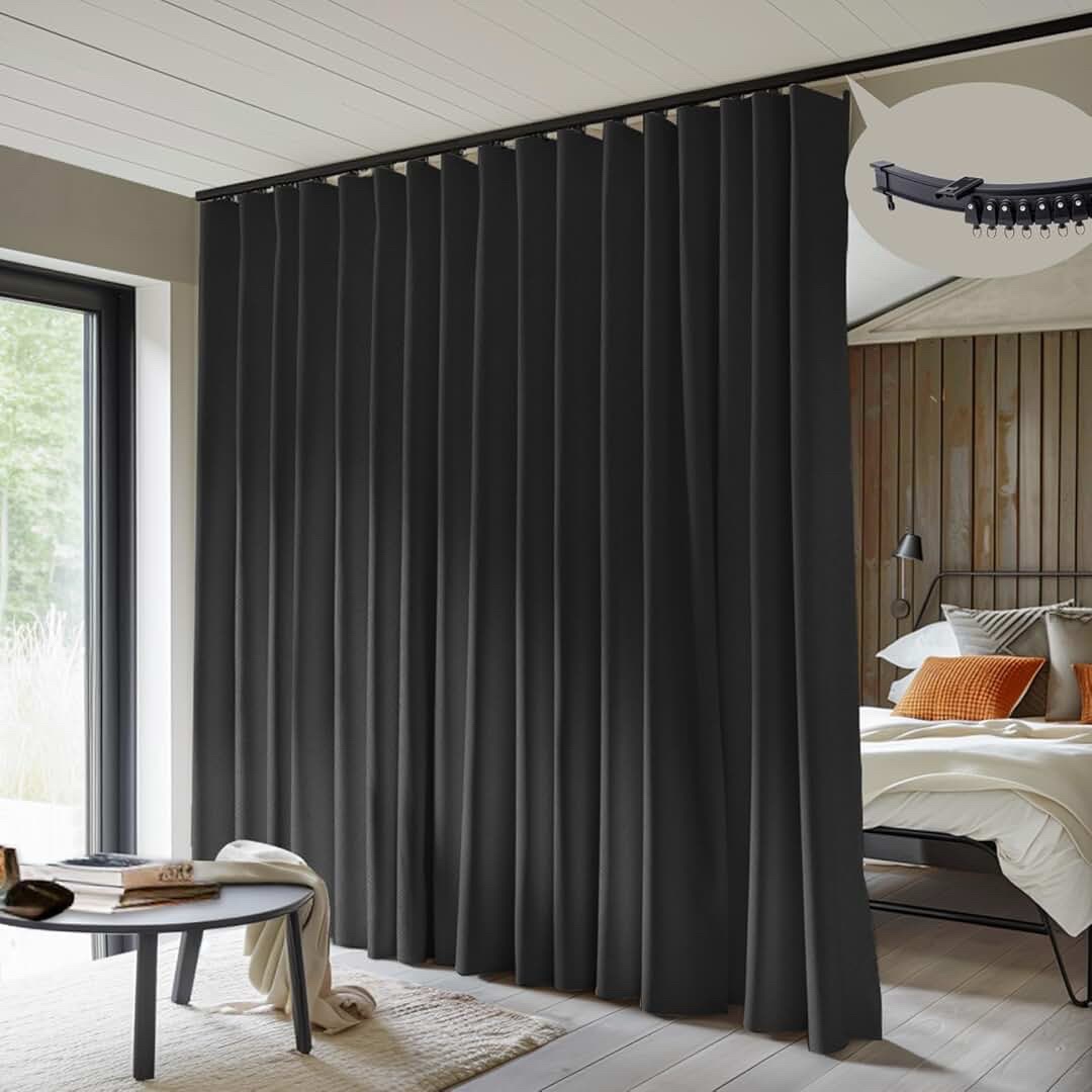 Sovtfides Room Divider Curtain - Black, 270cm x 243cm