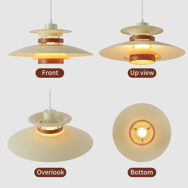 EFINEHOME Modern Wood Grain Pendant Light, 40cm